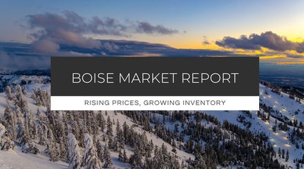 Boise housing market update - rising home prices and increasing inventory in Treasure Valley, winter landscape in background.